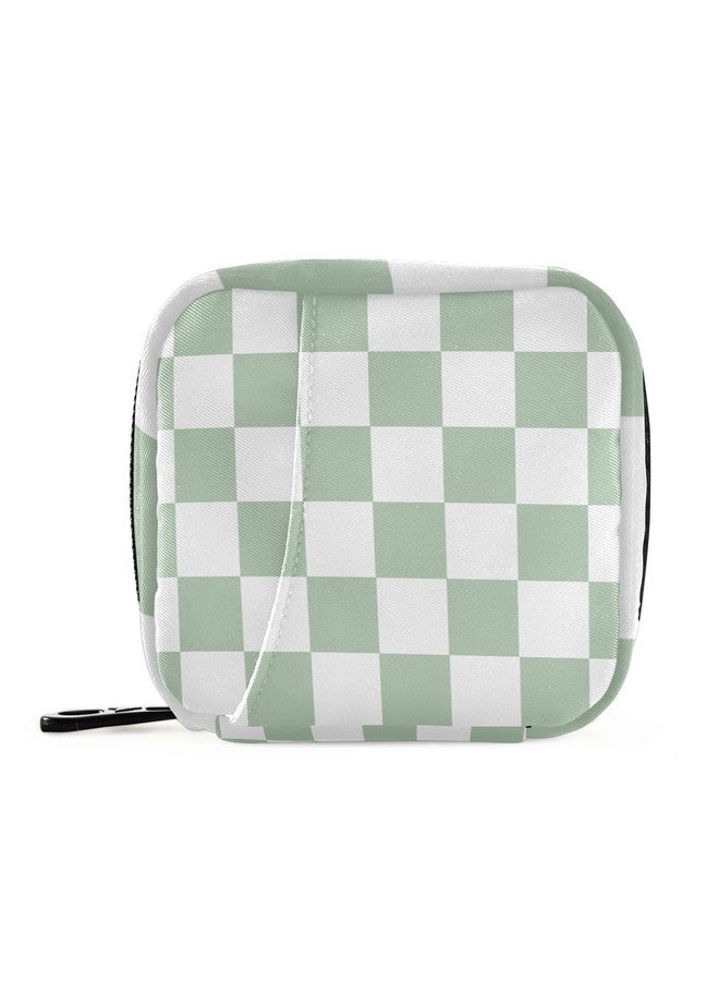 Eyanle Checkered Green and White Travel Pill Organizer Weekly Small (Cute) Pill Box 7 Day Pill Case Vitamin Holder Pill Bottle Organizer - Image 1